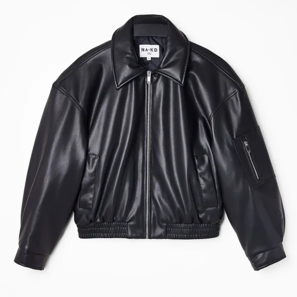 NA-KD padded pu bomber jacket